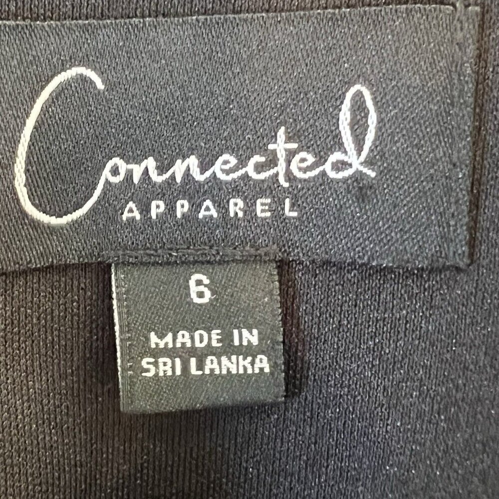VTG Connected Apparel Women's Dress Size 6 Black Gold Midi Sheath Stretch - Picture 10 of 16